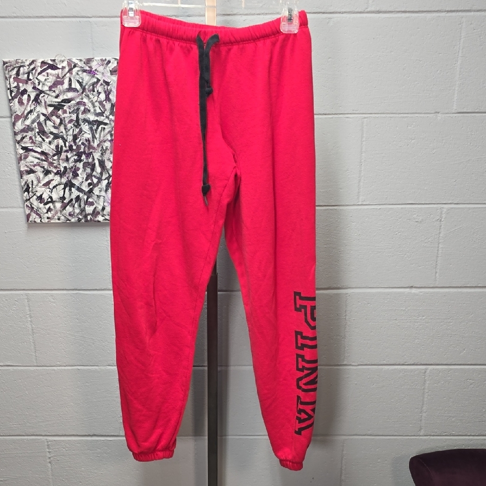 PINK Red Sweatpants Relaxed Fit Joggers